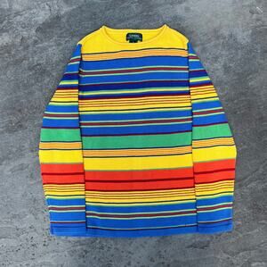 Vintage Lauren Ralph Lauren Rainbow Stripe Cotton Sweater Small Crewneck Rare